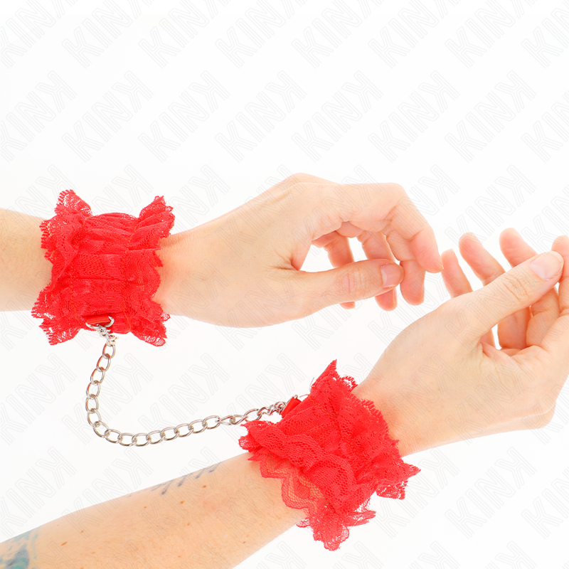 MUÑEQUERAS ELÁSTICAS DE ENCAJE ROJO