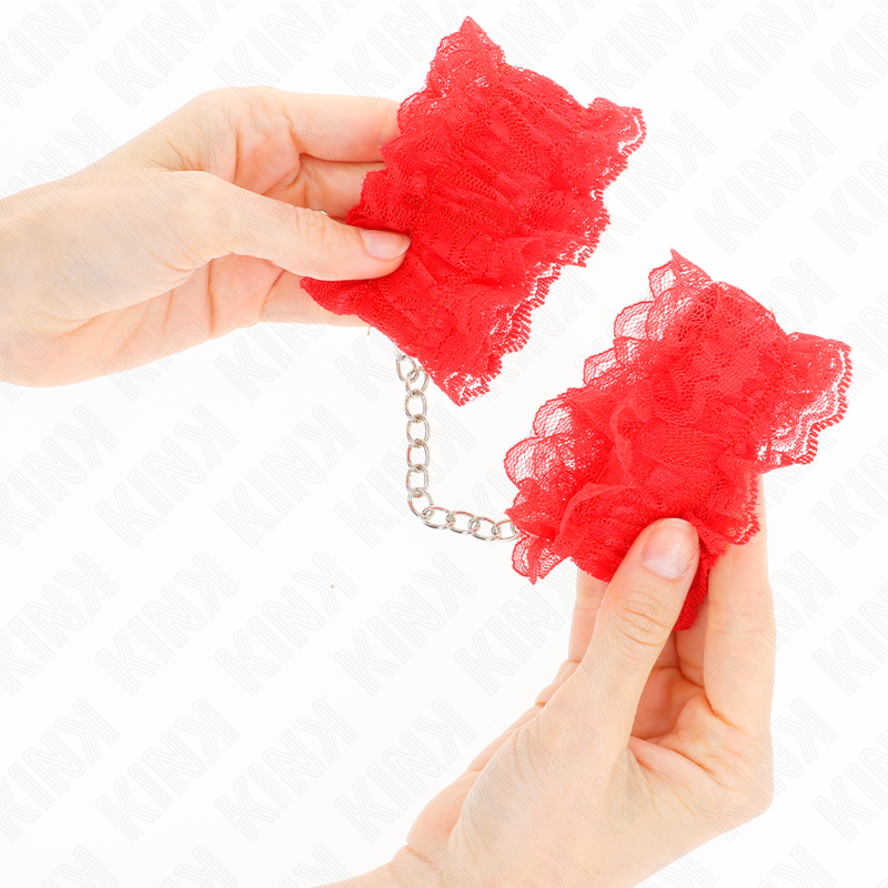 MUÑEQUERAS ELÁSTICAS DE ENCAJE ROJO