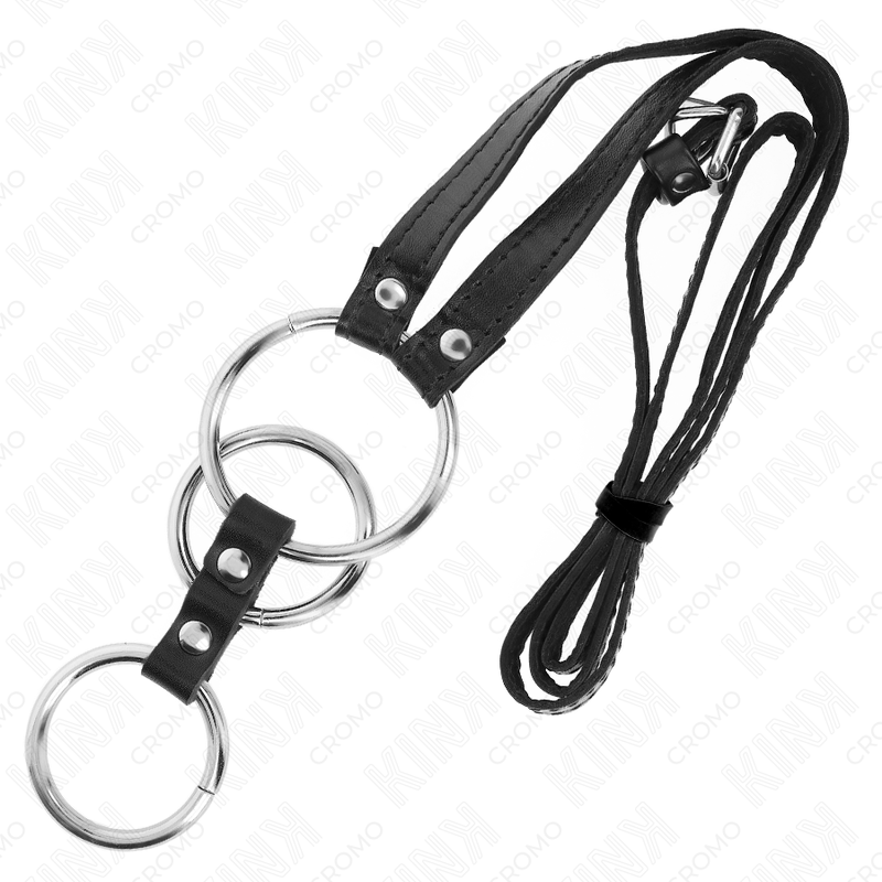 ANILLO PENE METAL TRIPLE 3.8 CM A 5 CM CON CINTURÓN POLIPIEL 112 CM