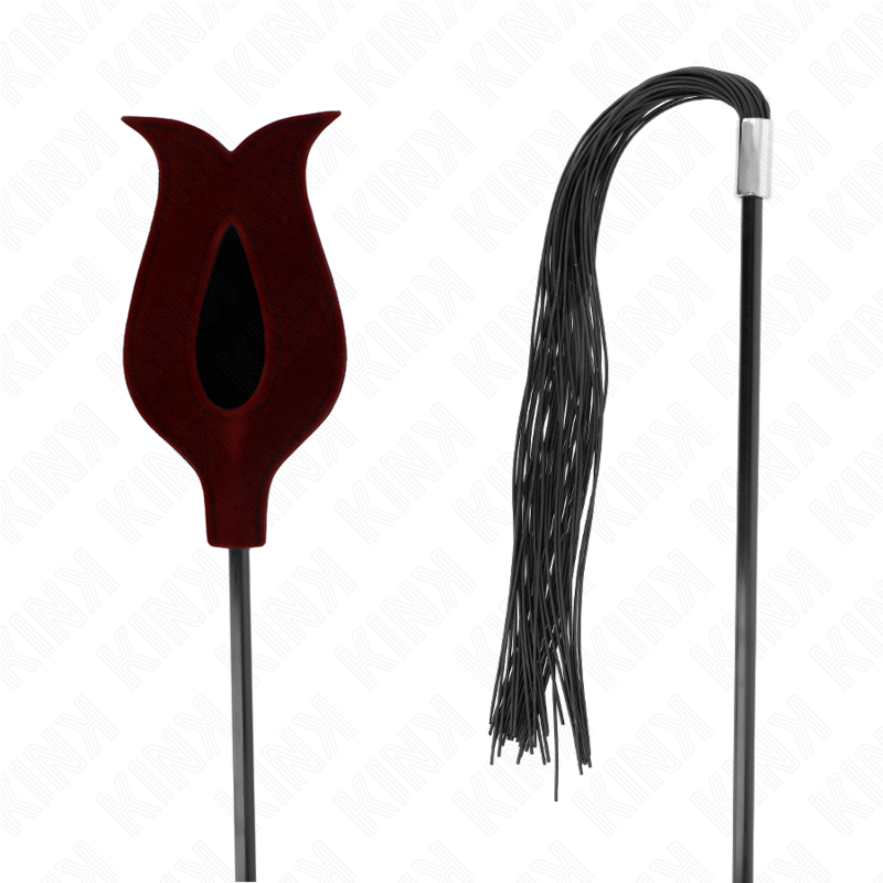 LÁTIGO DE BORLA DE SILICONA CON FORMA DE ROSA 45 CM