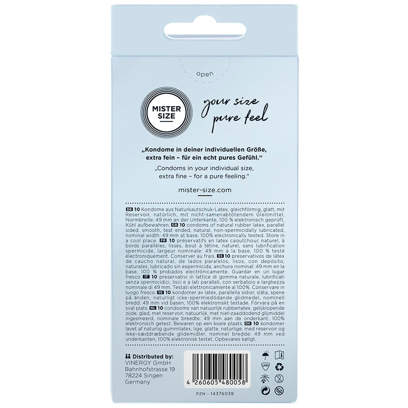 MISTER SIZE 49 – Preservativo Ultrafino para Penes Ligeramente Estrechos (Ancho 49 mm)