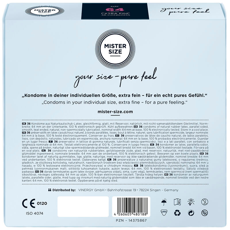 MISTER SIZE 64 – Preservativo Ultrafino de Ajuste Extra Amplio (Ancho 64 mm)