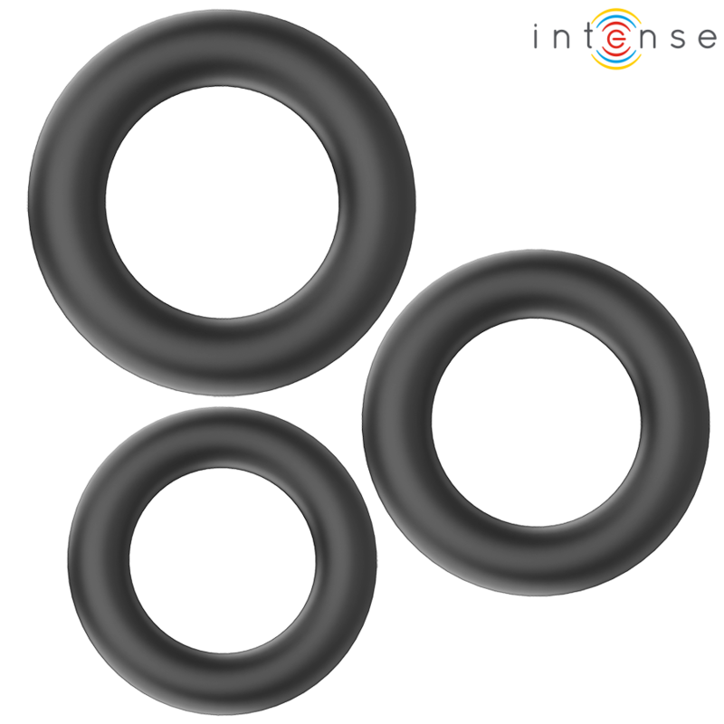 HUGH 3 ANILLOS BÁSICOS PARA PENE SILICONA NEGRO