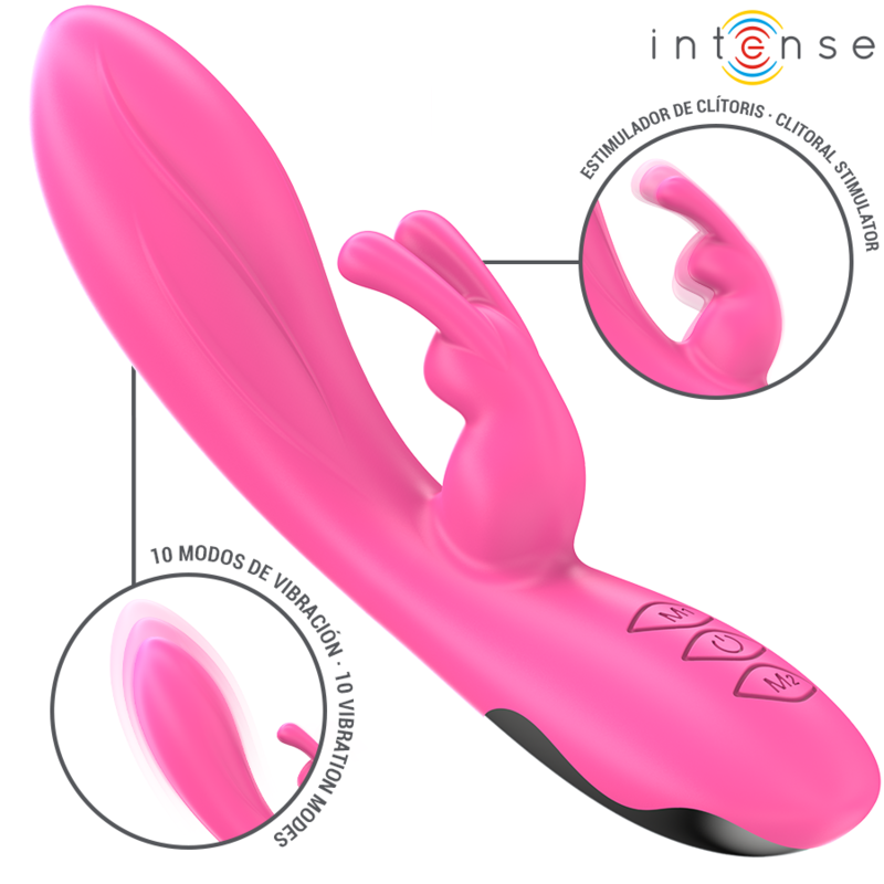 RANDALL – Vibrador rabbit rosa con doble estimulación y 10 modos de vibración