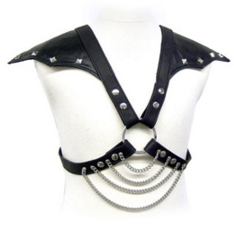 Arnés de Cuero para Hombre | BDSM con Correas Ajustables y Cadenas Metálicas S a XL