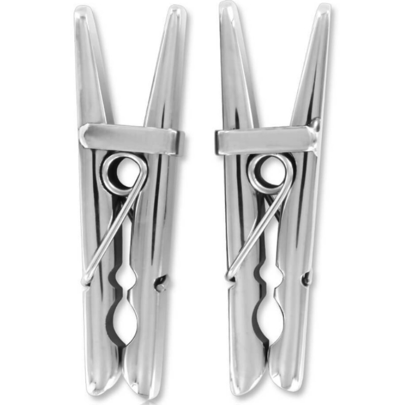 Pinzas Metálicas para Pezones con Diseño de Pinzas de Ropa | Juego BDSM