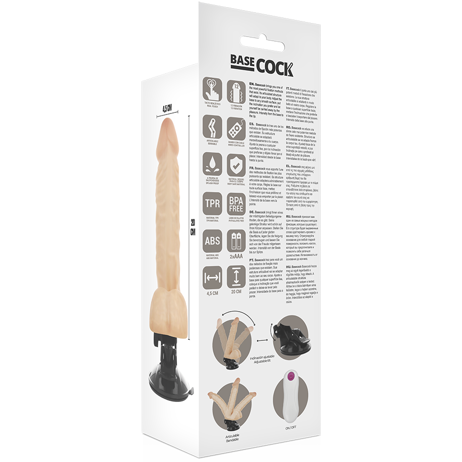 VIBRADOR ARTICULABLE CONTROL REMOTO NATURAL 20 CM -O- 4.5 CM