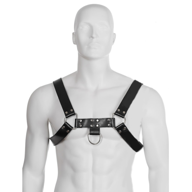 Arnés de Cuero para Hombre | BDSM Enlazado con Correas Ajustables y Cadenas de Metal